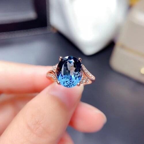 Fashion Oval Rose Gold Ring Adjustable Size Inlay Blue AAA Cubic Zircon Luxury Jewelry Necklace For Women Wedding Statement Gift