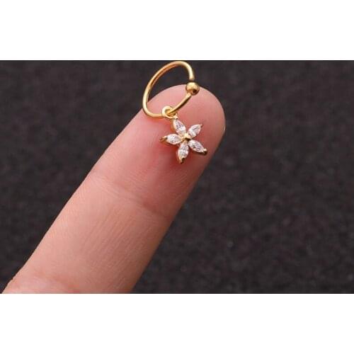 1 PCS Trendy Small Zircon Flower Charm Ear Hoop Cuff Earring Women Men Classic 8mm Closed Circle Piercing Ear Jewelry