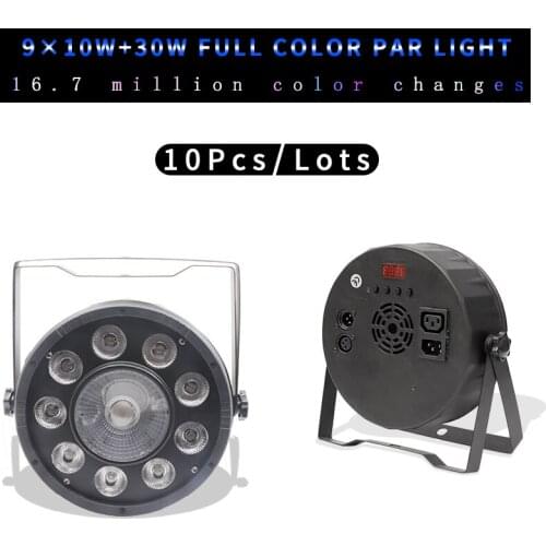 10Pcs/lots 9x10W 30w COB RGB 3in1 Par Light 9*10w+30w Led DMX512 Control Disco Wedding Stage Lighting
