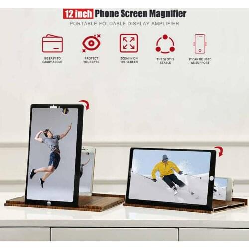 12inch Cell Phone Screen Magnifier Portable Foldable Display Amplifier Stand Bracket with Movie Game Magnifying Folding Phone