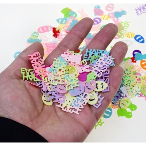 15g/bag Happy Easter Confetti Colorful Egg Rabbit Table Plastic Confetti Decoration Easter Party Home Decor Kids Favor Supplies