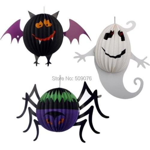 2pcs/lot Paper Lantern Balls Hanging bat spider Ghost Props For Kids Babyshower Halloween Decoration Event Party Supplies