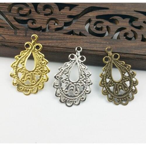 20pcs 17x27mm Filigree flower Wraps Metal Charms For Embellishment Scrapbook DIY Jewelry Metal Craft ear accessories
