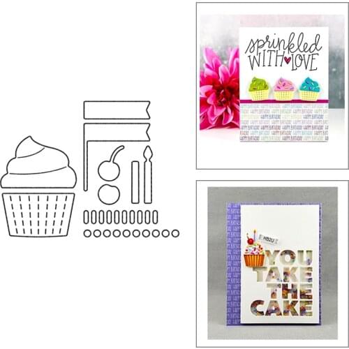 2020 New Happy Cake Metal Cutting Dies Candle and Cupcake Cherry Die Cut Scrapbooking For Craft Card Making no Stamps Sets