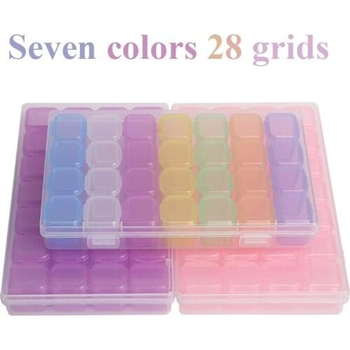 28 Grid Colorful Storage Box Compartment Medicine Box Jewellery Packing Plastic Removable Box Nail Art Tool Storage Case