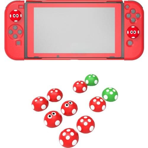 4PCS Mushroom Dots Cute Silicone Caps Thumb Grip Cover For Nintendo Switch Joy Con Joystick Analog Stick