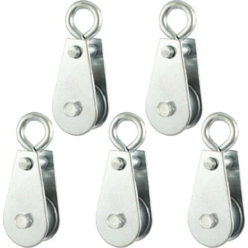 5PCS Pulley Block Silver Tone Metal Swivel Lifting Crane Machine Rigging Parts New