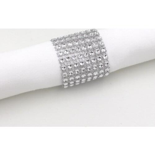 50Pcs/Lot Silver Plastic Rhinestone Wrap Napkin Ring Napkin Buckle Hotel Wedding Party Supplies European Style Home Decoration