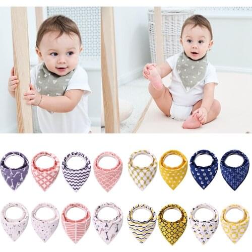 8pcs/set Adjustable Unisex Baby Bibs 100% Cotton Super Soft Newborn Triangle Scarf Infant Bibs Feeding Saliva Towel Baby Stuff