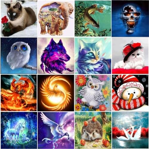 Diy 5D Round Diamond Painting Animal Sticker Diamond Cross Stitch Embroidery Set Diamond Ornament Mosaic Handmade Gift