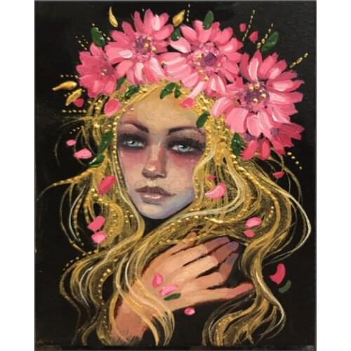 Flower Girl 5D DIY Square/Round Diamond Painting Mosaic Cross Embroidery Home Decoration Mural Christmas Gift New Year