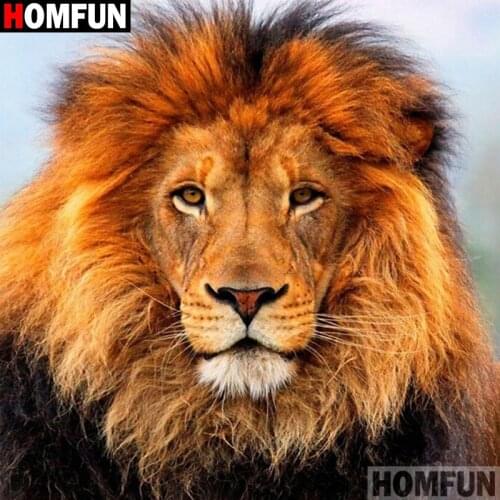 HOMFUN Full Square/Round Drill 5D DIY Diamond Painting "Animal lion" 3D Embroidery Cross Stitch 5D Decor Gift A16631