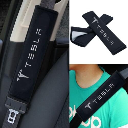 2pcs Car Safety Belt Seat Cover Auto Goods For Teslas Model 3 2021 Model S X Y Style Roadster Invader Coil Mod WYE K80