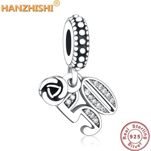 New Design 925 Sterling Silver Number 50 Dangle Charm Beads Fits Original pandora Charms Bracelet Jewelry Making
