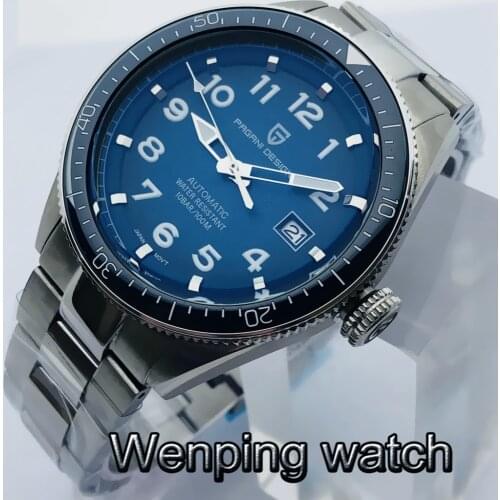 Pagani 44mm Mens Top Luxury Mechanical Watch Ceramic Bezel Date Waterproof NH35 Movement Mens Automatic Watch