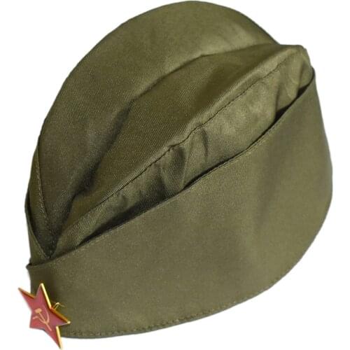 WWII USSR SOVIET MILITARY GARRISON HEADWEAR CAP HAT WITH BADGE