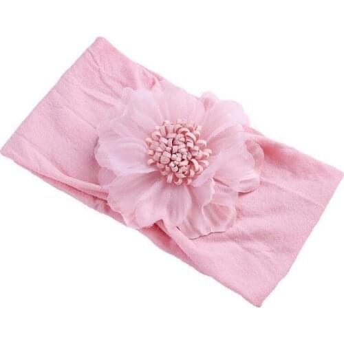 Good Quality Headbands For Baby Girls High Elastic 15.5cm Wide Cotton Hairbands with Chiffon Flower Photo Prop Girls Headdress