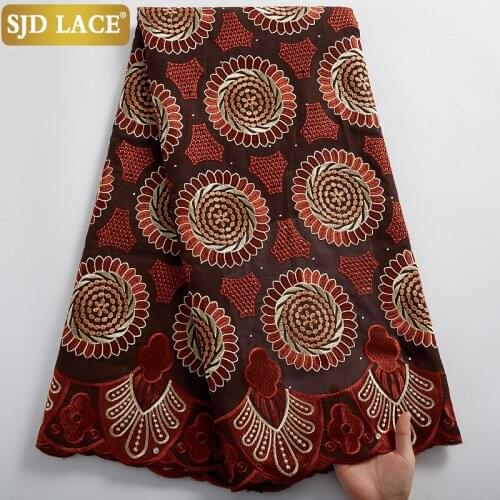 SJD LACE New Arrival African Lace Fabric With Hloes Swiss Voile Lace In Switzerland Embroidery Cotton For Nigerian Man Sew A2398