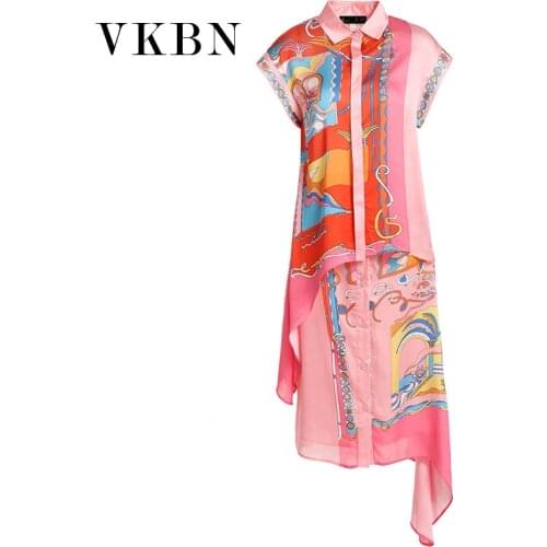 VKBN Summer Fashion 2 Piece Sets Womens Outfits Turn-down Collar Sleeveless Print Sexy Two Piece