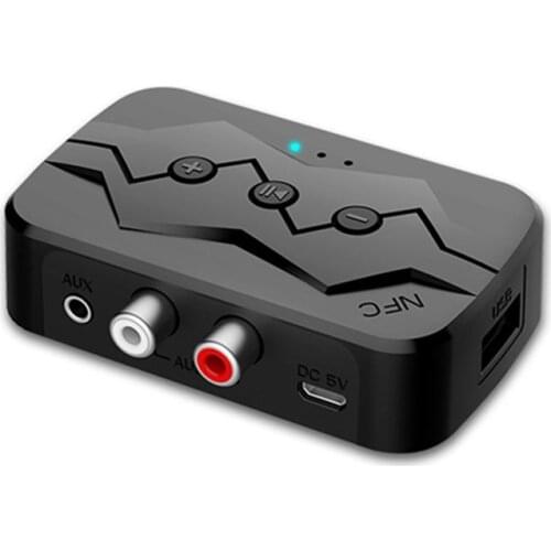 AU42 -Multifunction NFC Bluetooth Transmitter Receiver ALL in ONE Supports TF Card U Disk to Play RCA Call 5.0 Interference