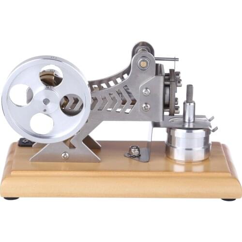 Hot Air Stirling Engine Motor Model Scientific Physics Education Toy Metal Frame Wood Base Experimental Equipment