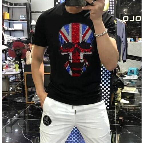 Best quality man 2021 new fashion Hot drill t shirt men High quality t-shirt Casual O-neck tops hot sale