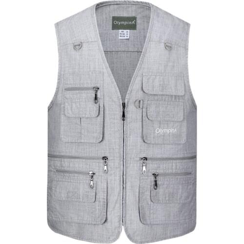 Male Casual Sleevele Photographer Jacket with Many Pocket Summer Waistcoat Classic Multi Pocket Vest for Men Spring Autumn Ss