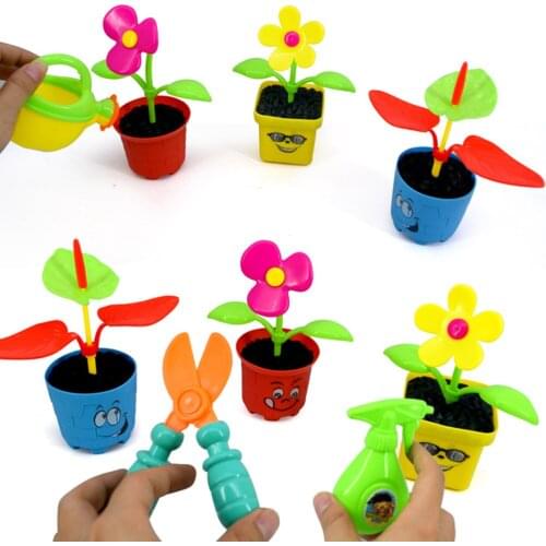 9pcs Kids Tool Set Garden Play Toy Gardening Pretend Tools For Children Rake Watering Can And Pots