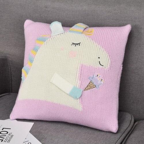 Nordic Styel Unicorn PillowCase Unicorn Cushion Case Knitting Decorative Cushion Case No Pillow Inner Unicorn Knitted Pillow Cas