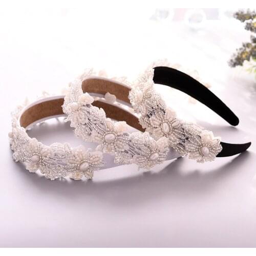 100% Handmade Pearl Wedding Headpieces Beaded Hair Band Wedding Head Piece For Brides Baroque Hair Hoop Wedding Hair Accessories