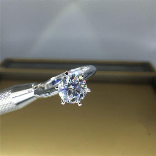 Wedding 100% Moissanite Diamond Ring Genuine 18K 750 White Gold D color VVS MO-0011