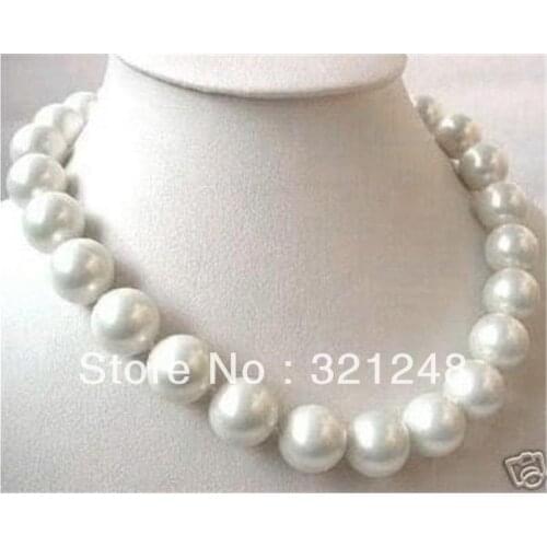 Free shipping new fashion 12mm white shell simulated-pearl round beads necklace for women weddings party gifts 18inch MY1437