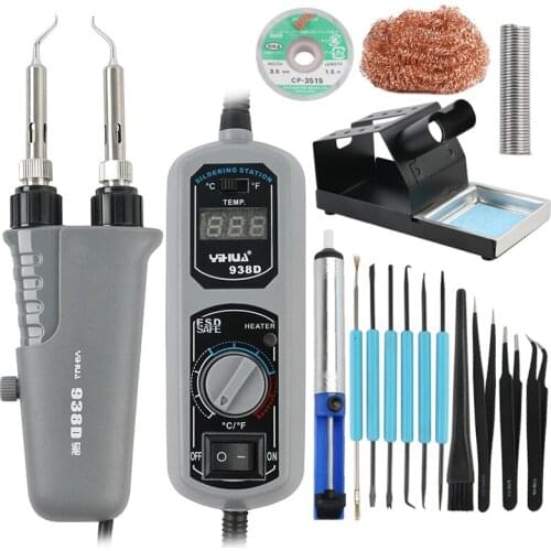 YIHUA 938D Solder Iron Tweezers Digital Adjust Solder Station Regulate Hot Tweezers Welding Tool Set For BGA SMD Repair 220V