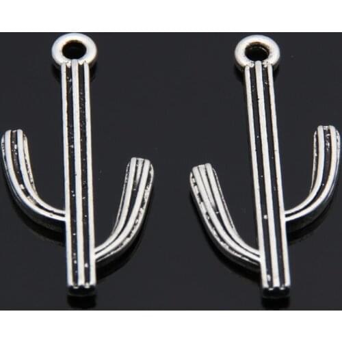 30pcs Silver Color Cactus Desert Charms Prickly Pear Plants Pendant Jewelry Making DIY Handmade Accessories Supplies A3463