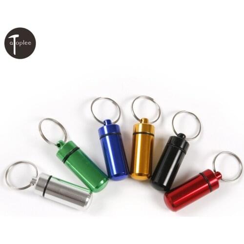 Portable Mini Waterproof Bottle Seal Aluminum Alloy Colorful Capsule Keychain Pill Box Case Cache Drug Holder Container
