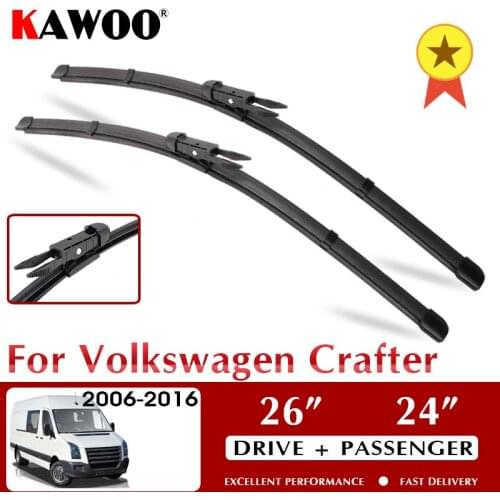 KAWOO For Volkswagen Crafter Car Rubber Wipers Blades Fit Pinch Tab Arm 2006 2007 2008 2009 2010 2011 2012 2013 2014 2015 2016
