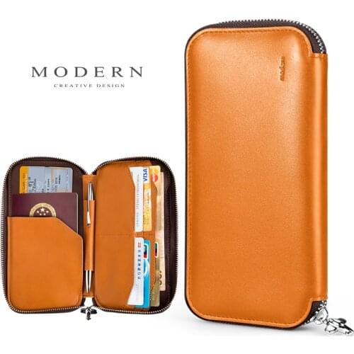 Luxury Brand 100% Cow Genuine Leather Travel Wallets Men Passport Holder Passport Wallet Card Holder Organizer - Modern