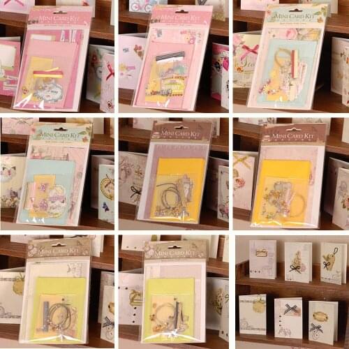 DIY small greeting cards vintage small card for kids paper craft creative mini card kit