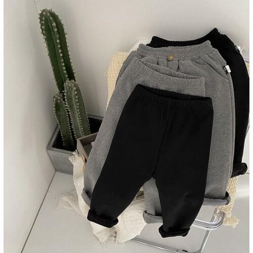 2-7 Y Baby Boy Pants 2020 Winter New Kids Plus Velvet Casual Trousers Fashion Solid Cotton Thicken Warm Pants for Boy Hotsale