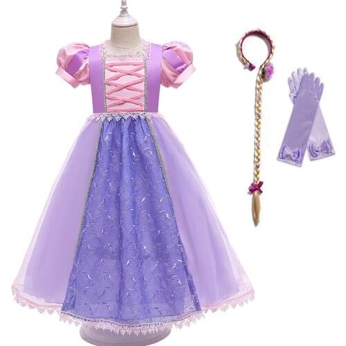Party Princess Dress for Girls Birthday Halloween Costume Cosplay Tangled Ribbons Gown Repanze Frock Children Floral Vestido