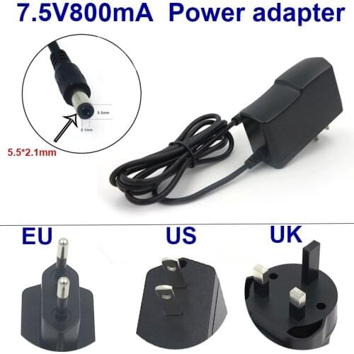 VORED NEW 1PCS 7.5V 800mA Universal Charger DC Adapter Power Supply US/EU/UK Plug 5.5*2.1mm for Digital Frame Free Shipping