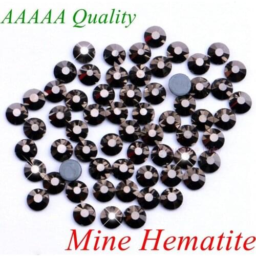 Top Quality! Mine Hematite Hotfix Rhinestones SS6 SS10 SS16 SS20 SS30 Flatback Diamond Strass Crystals With Glue