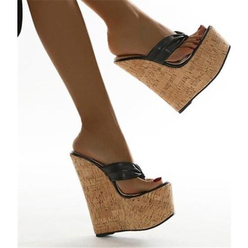 Sexy Super High Heel Shoes Large Size 35-43 Platform Wedges Pinch Toe Slippers Mules Footwear Women Sandals 2021 New Pattern