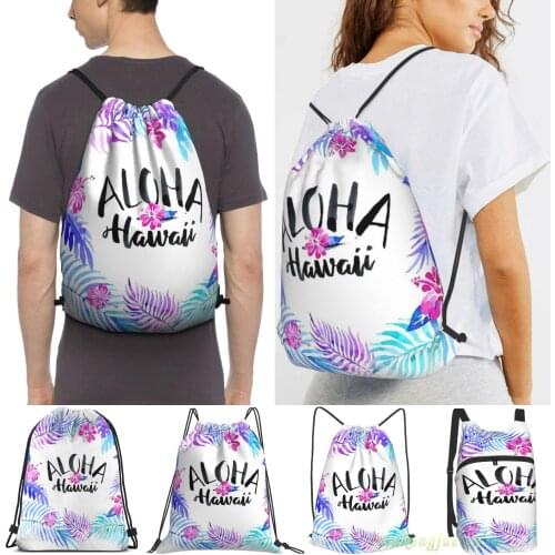 Aloha Hawaii Women Purpose Drawstring Backpack Bags Men Outdoor Travel Backpacks For Gym Training Swimming Fitness Bag
