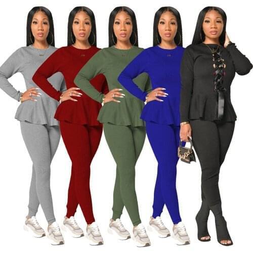 Casual Women Back Cross Bandage Crop Top+ Pants Women Tracksuit Solid Two Piece Set Streetwear Women Clothing Outfit Set