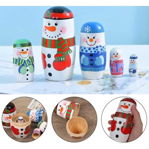 1Set Chirstmas Nesting Dolls Color Painted Russian Matryoshka Doll Handmade Crafts Russian Nesting Dolls Baby Toy Kids Xmas Gift