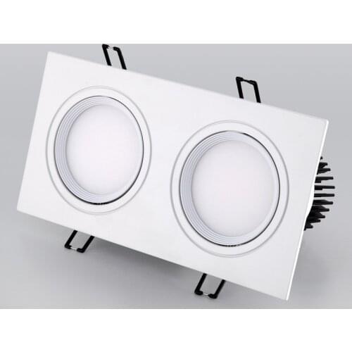 1pcs LED double Light Square 14W 18W 24W cob Led dimmable Downlight Recessed Led Ceiling Spot Light Lamp Indoor AC85-265V