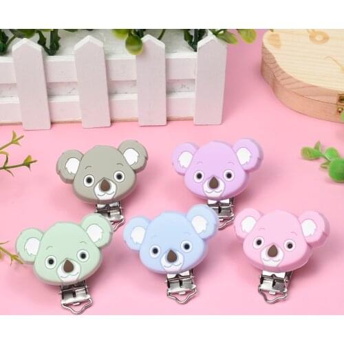 10/20pcs Koala Silicone Pacifier Clip DIY Baby Teething Teether Necklace Bead Tool Nurs Gift Round Heart Accessories