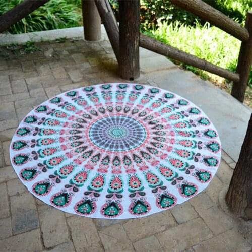 140x140cm Round Summer Beach Thin Round Mandala Towel Blanket Hippie Pareo Boho Tapestries Mat Home Decoration Rug Living Room