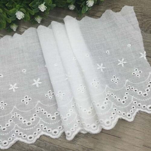 15Yards Ivory White High Quality 13cm Width Cotton Laces Ribbon Cloth Trim Embroidered Cotton Lace Fabric